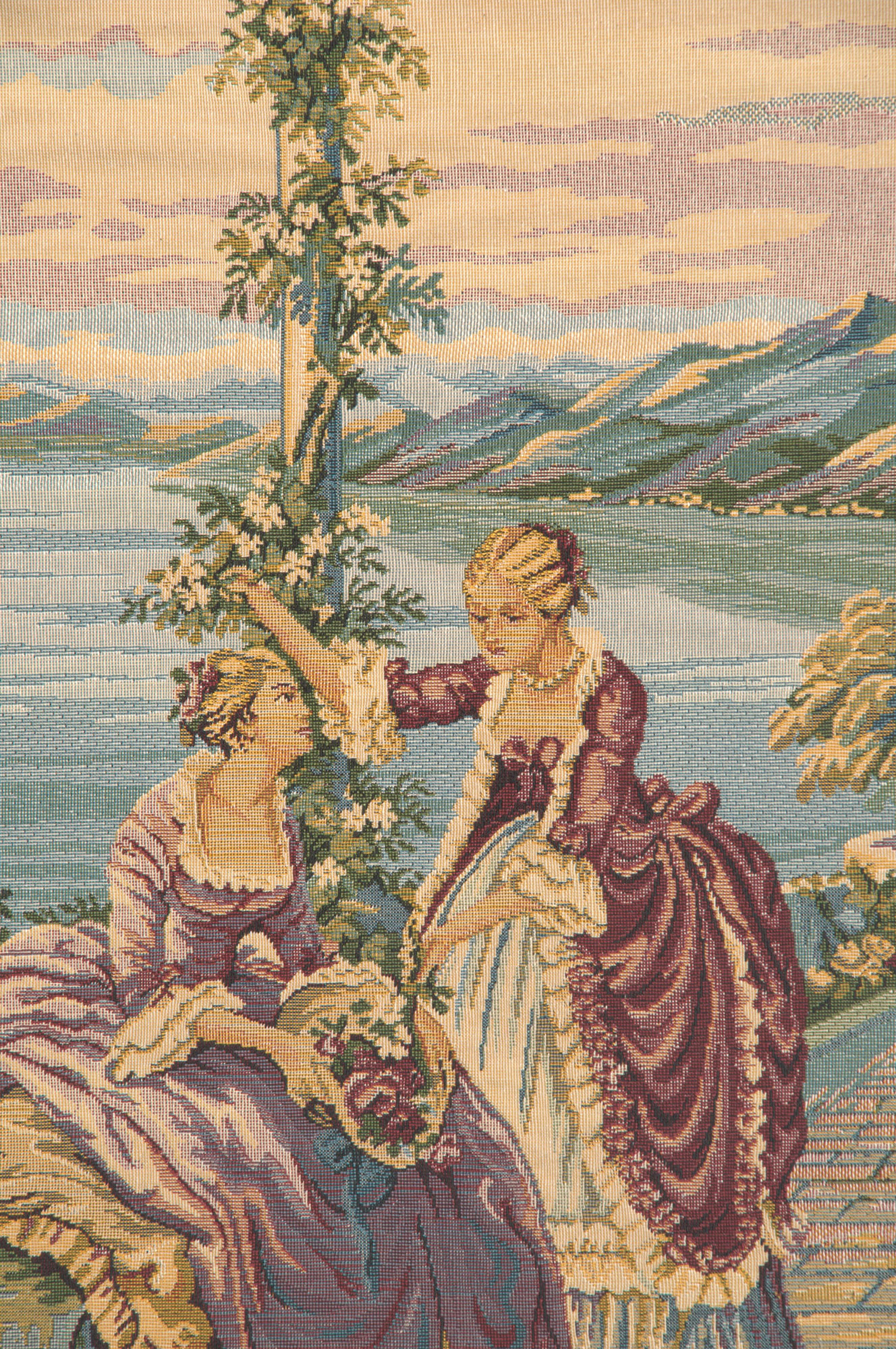 Dame e Lago Italian Tapestry Wall Hanging | Close Up 1