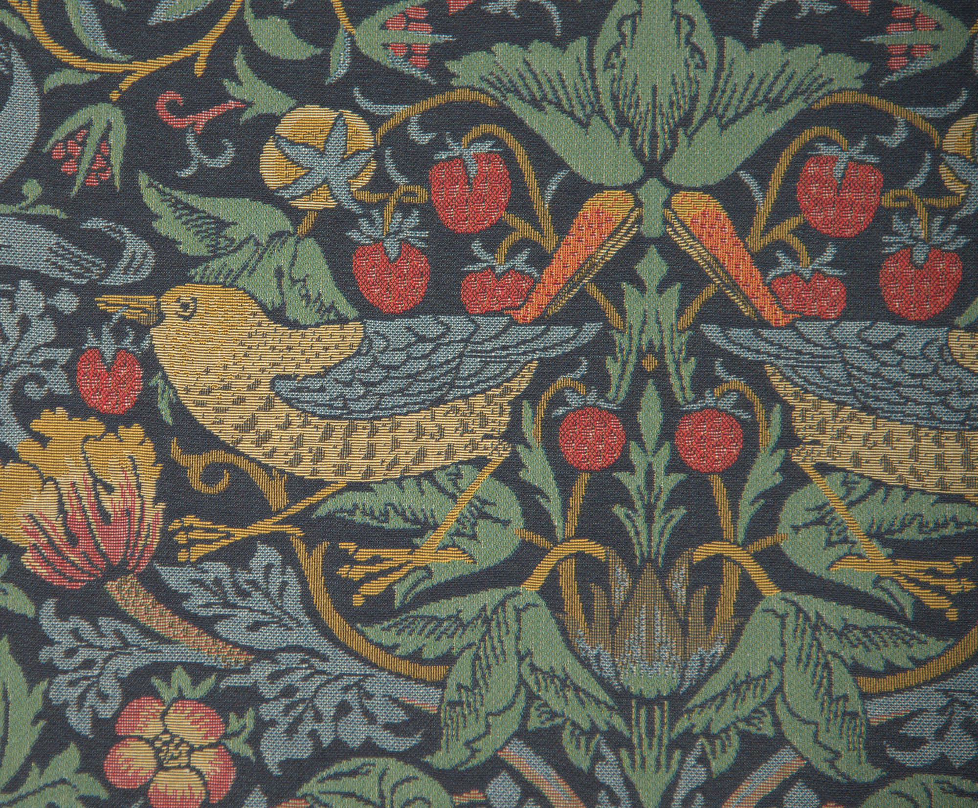 Strawberry Thief B Blue by William Morris European Cushion Cover | Close Up 2