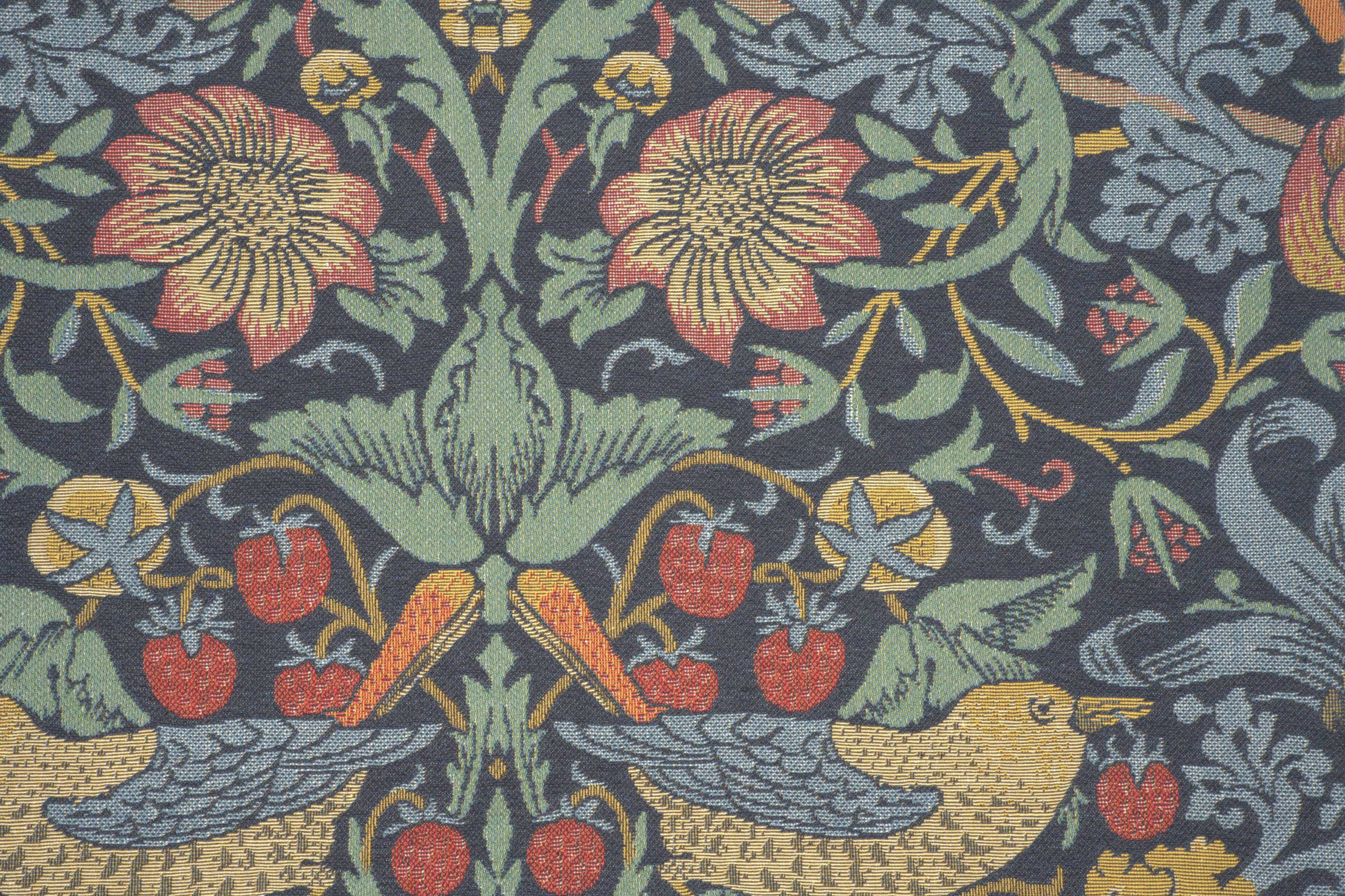 Strawberry Thief B Blue by William Morris European Cushion Cover | Close Up 3