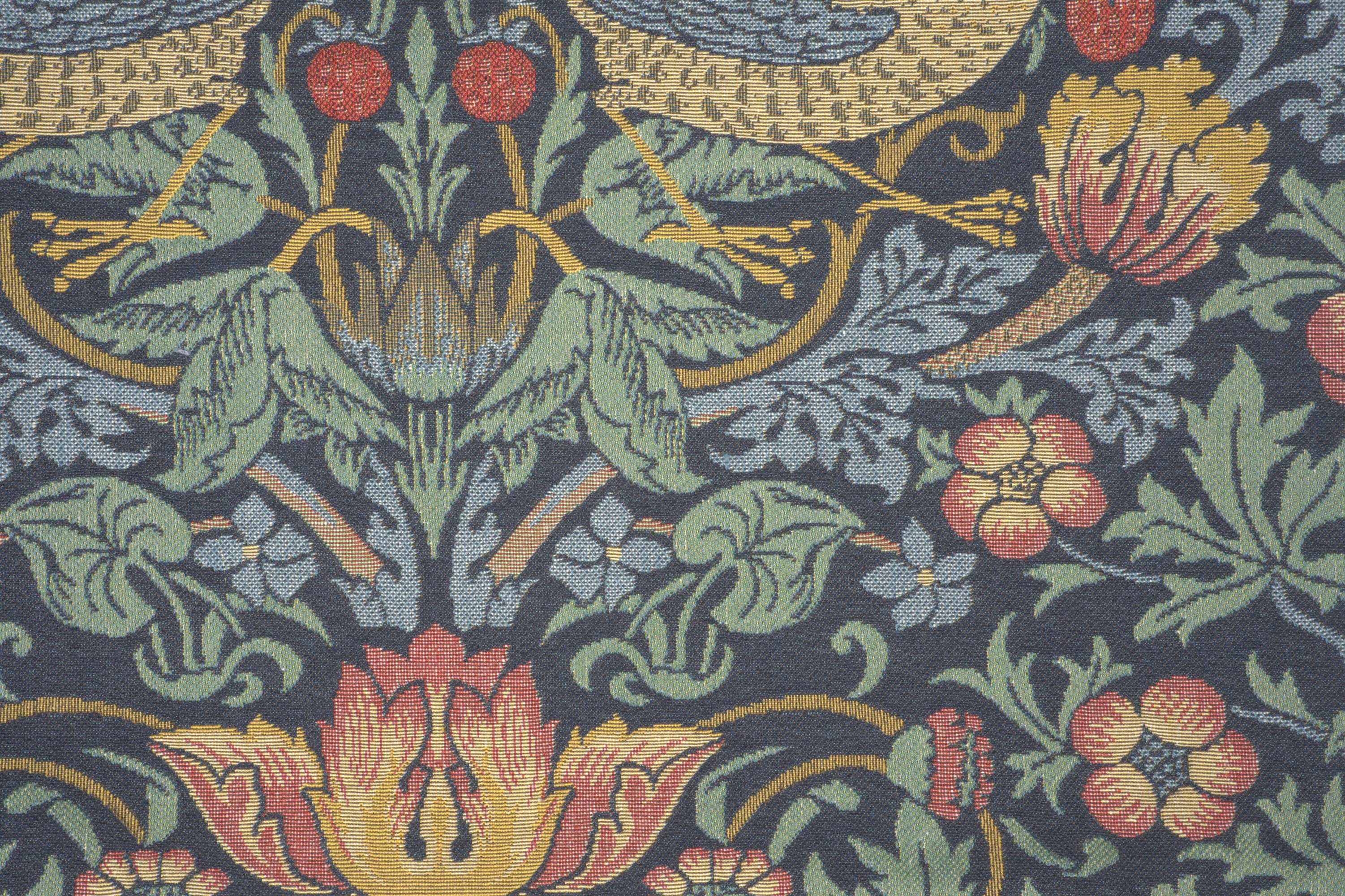 Strawberry Thief B Blue by William Morris European Cushion Cover | Close Up 4