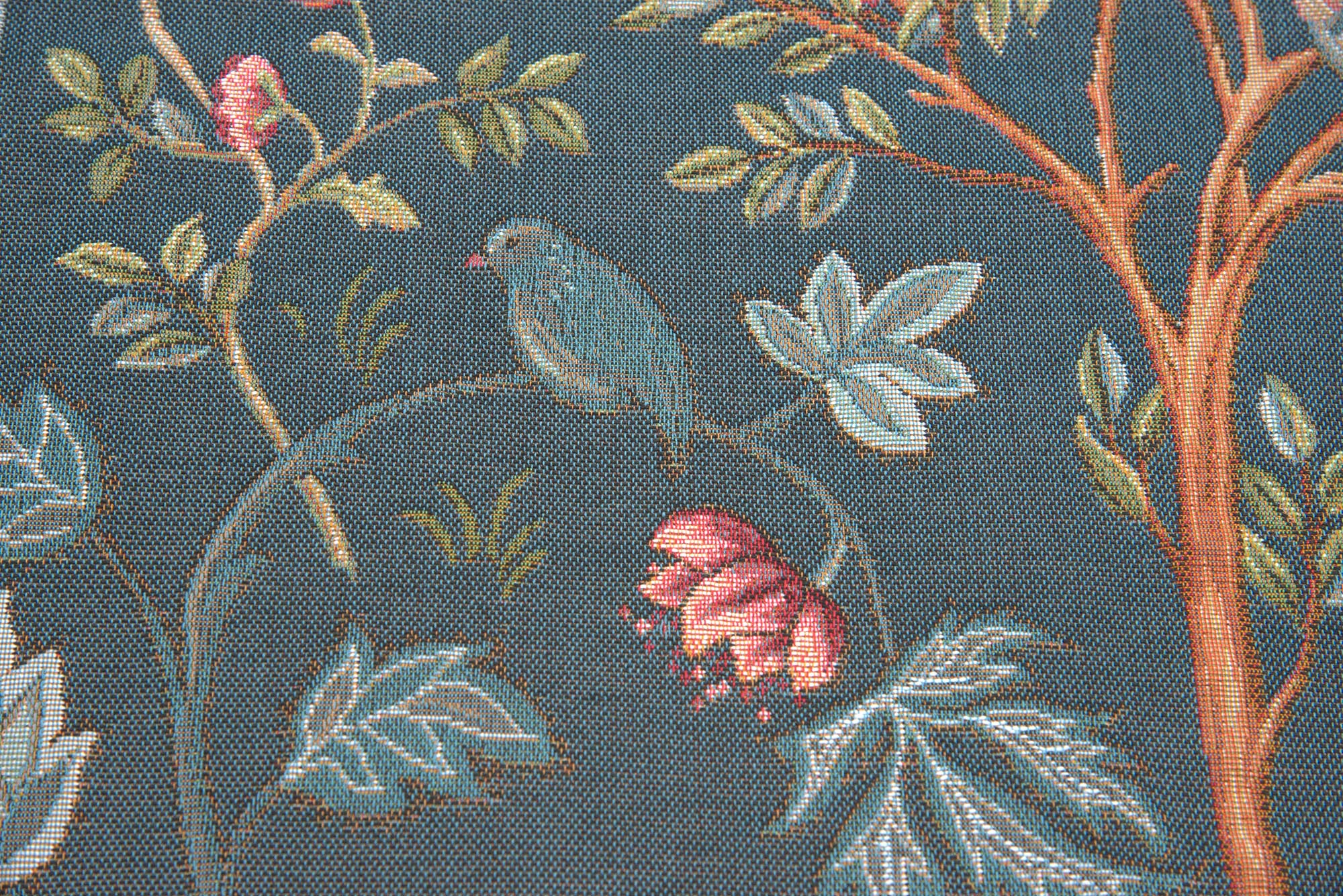 Kelmscott Tree Blue French Tapestry Cushion | Close Up 2