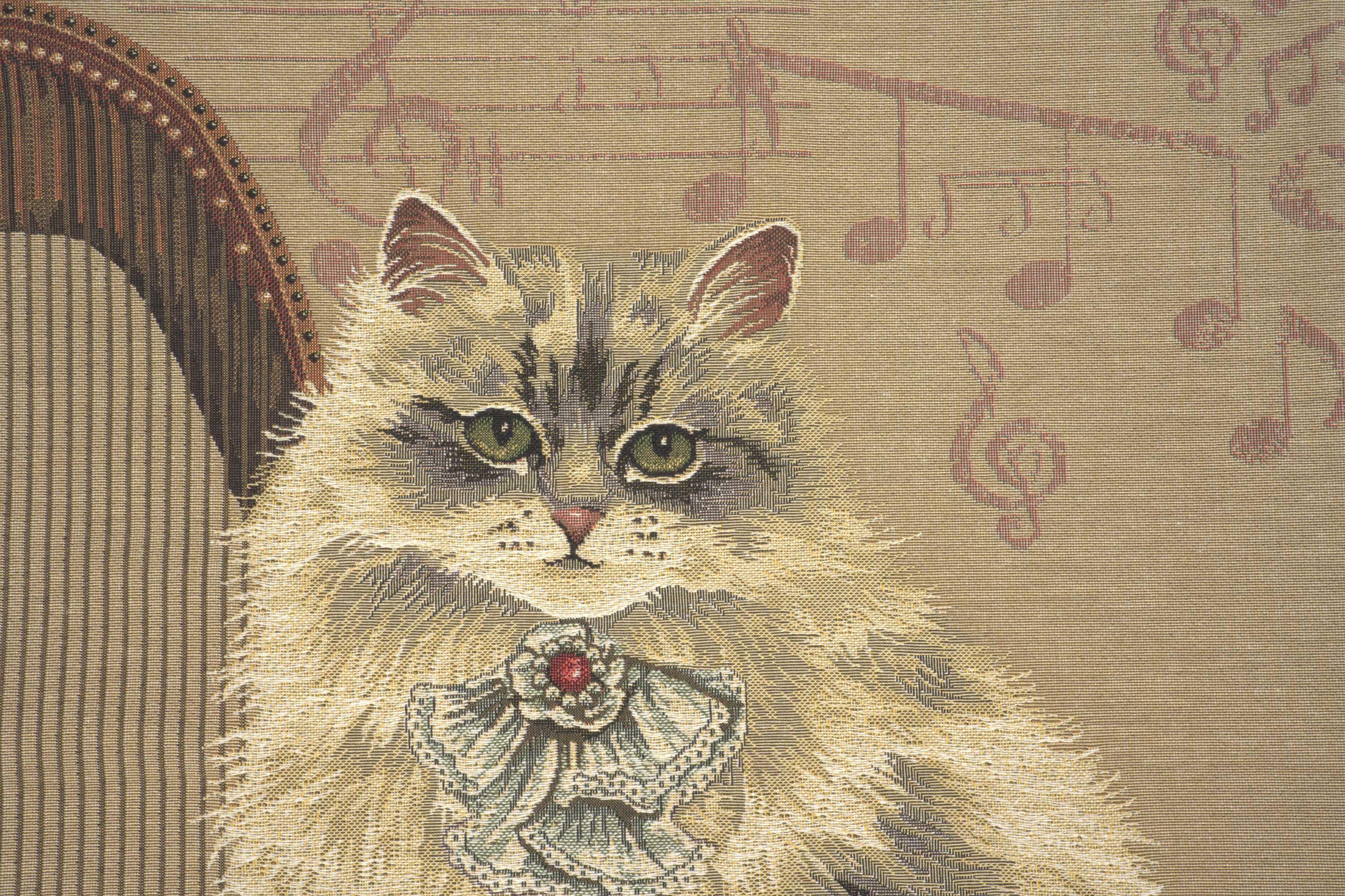 Cat With Harp European Cushion Cover | Close Up 4