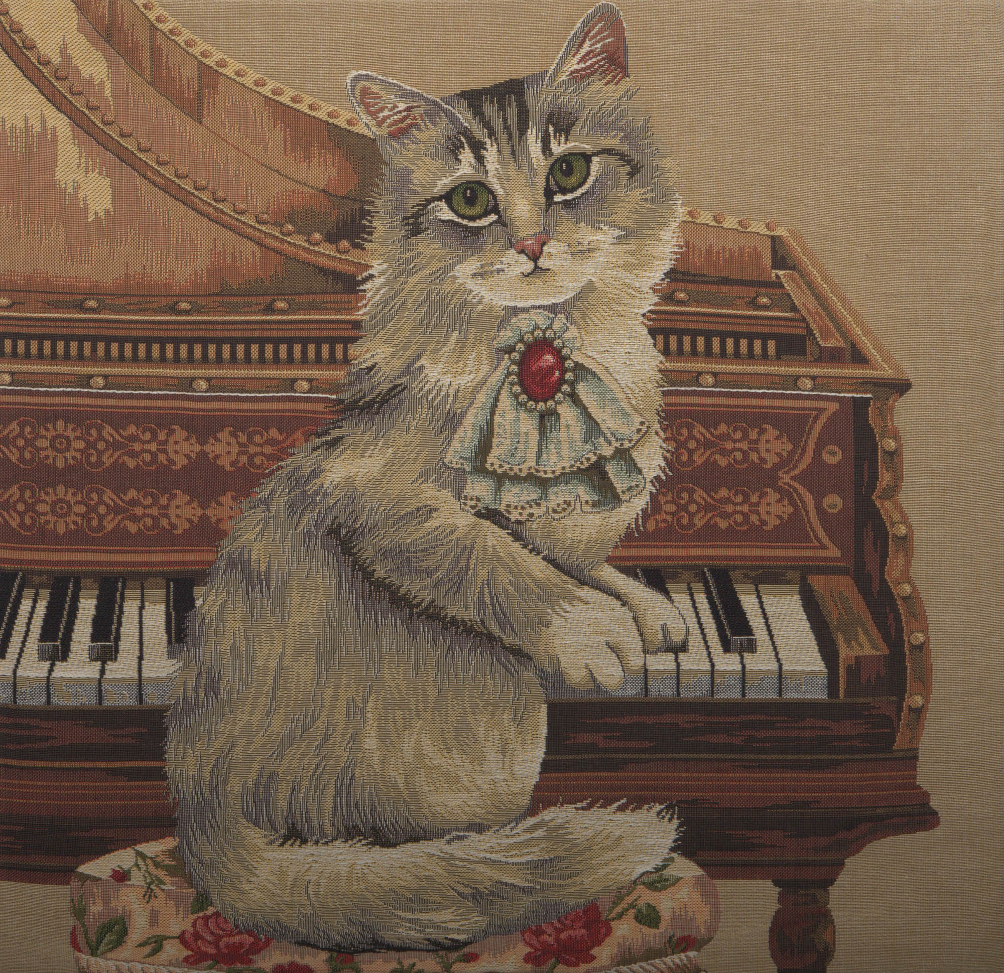 Cat With Piano European Cushion Cover | Close Up 1