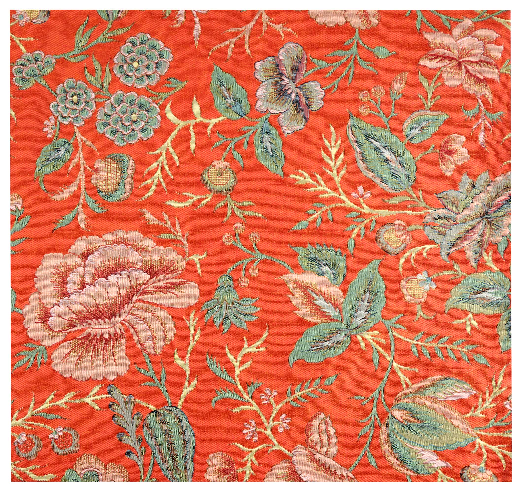 Peony Orange A French Tapestry Cushion | Close Up 1