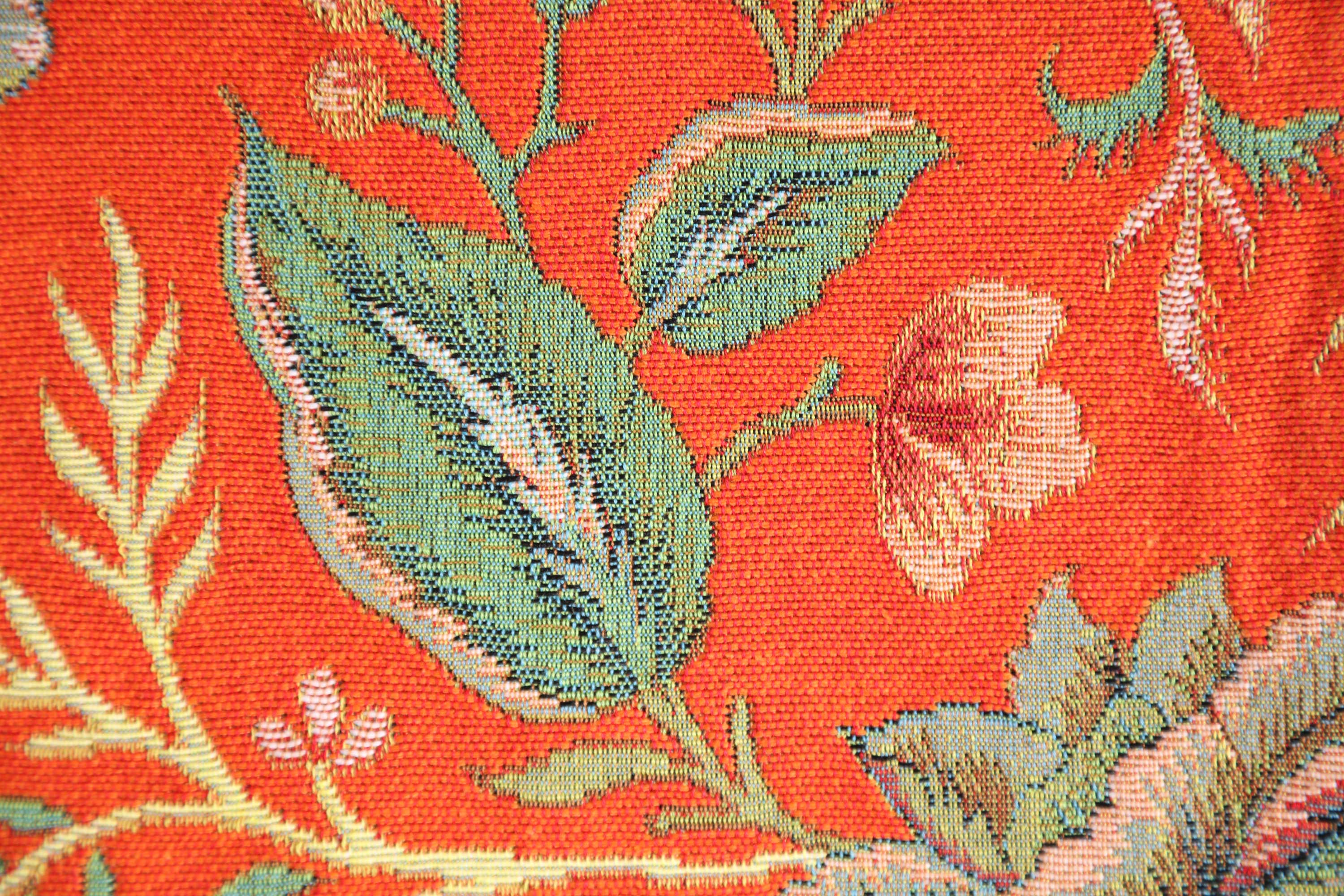 Peony Orange A French Tapestry Cushion | Close Up 2