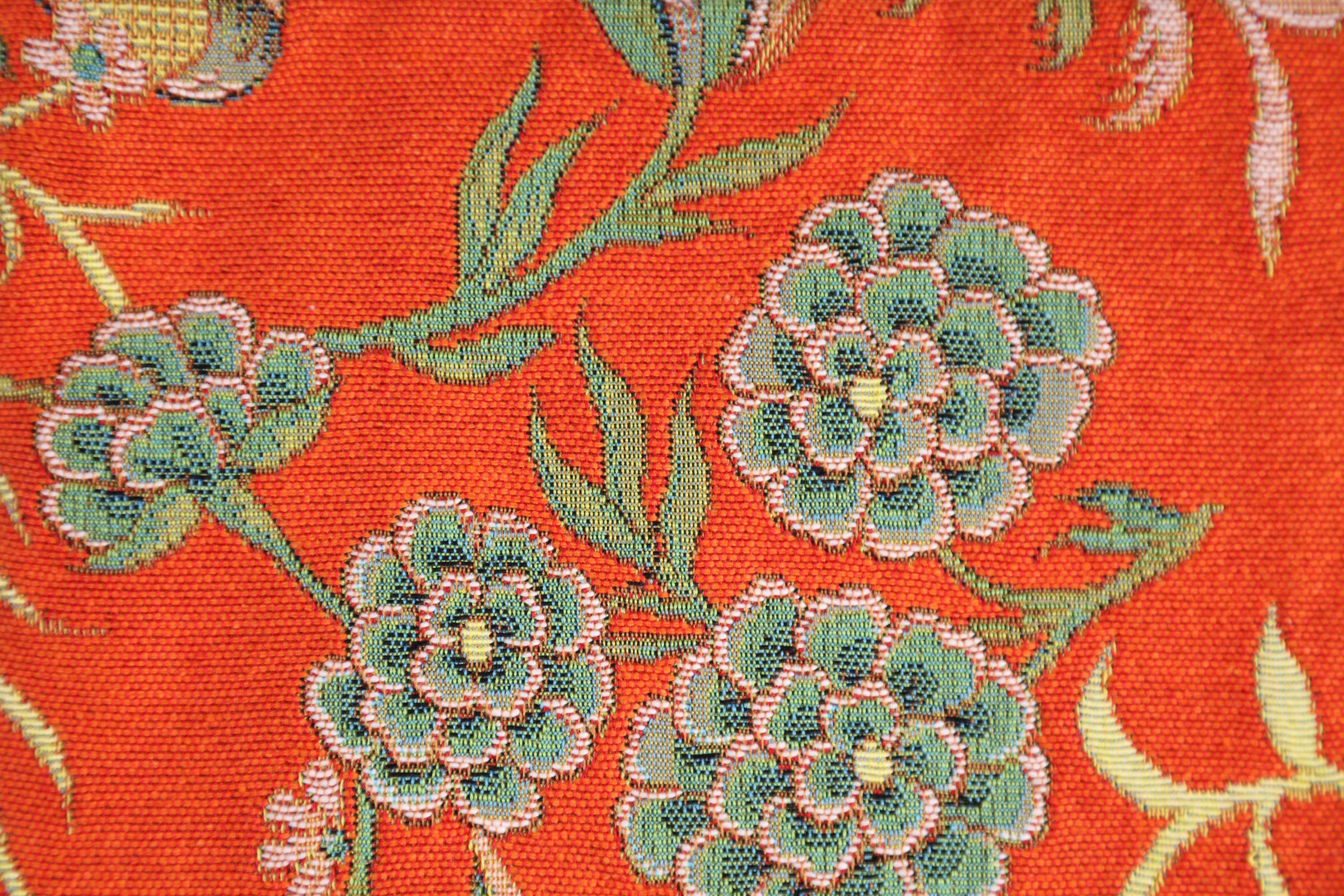 Peony Orange A French Tapestry Cushion | Close Up 4