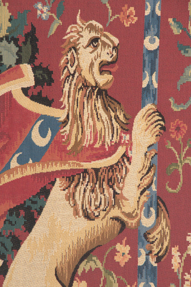 Portiere Medieval Lion  European Tapestry | Close Up 1