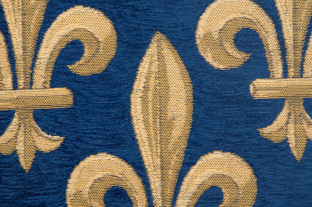 Fleur de Lys Blue II Velvet Background European Cushion Cover | Close Up 1