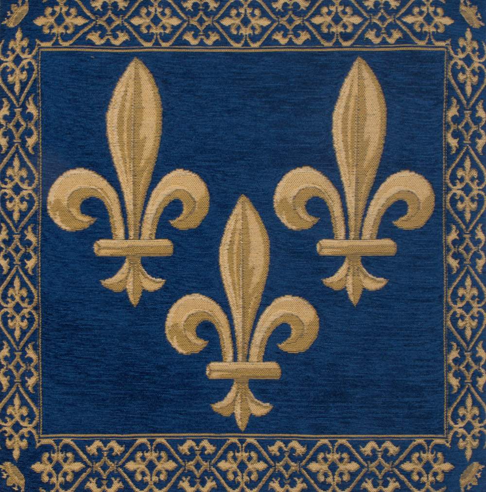 Fleur de Lys Blue II Velvet Background European Cushion Cover | Close Up 2