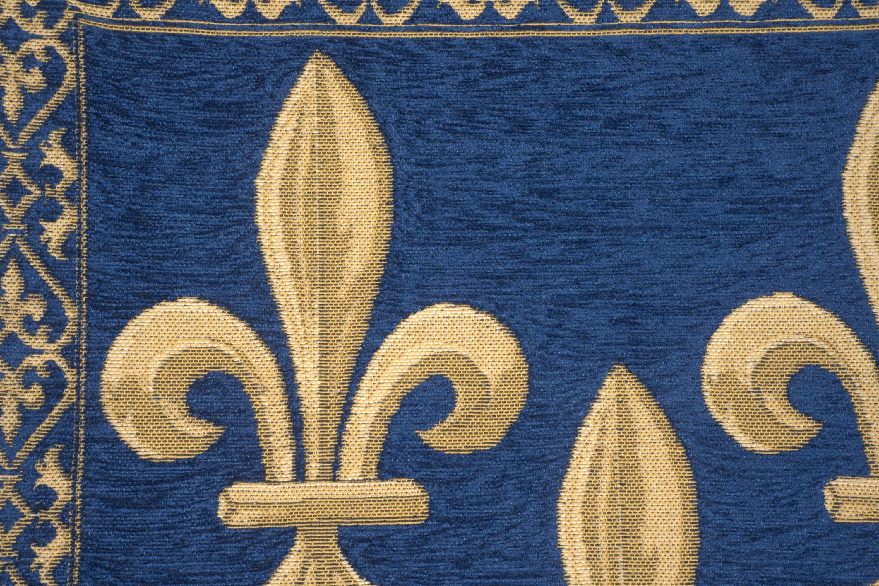 Fleur de Lys Blue II Velvet Background European Cushion Cover | Close Up 3