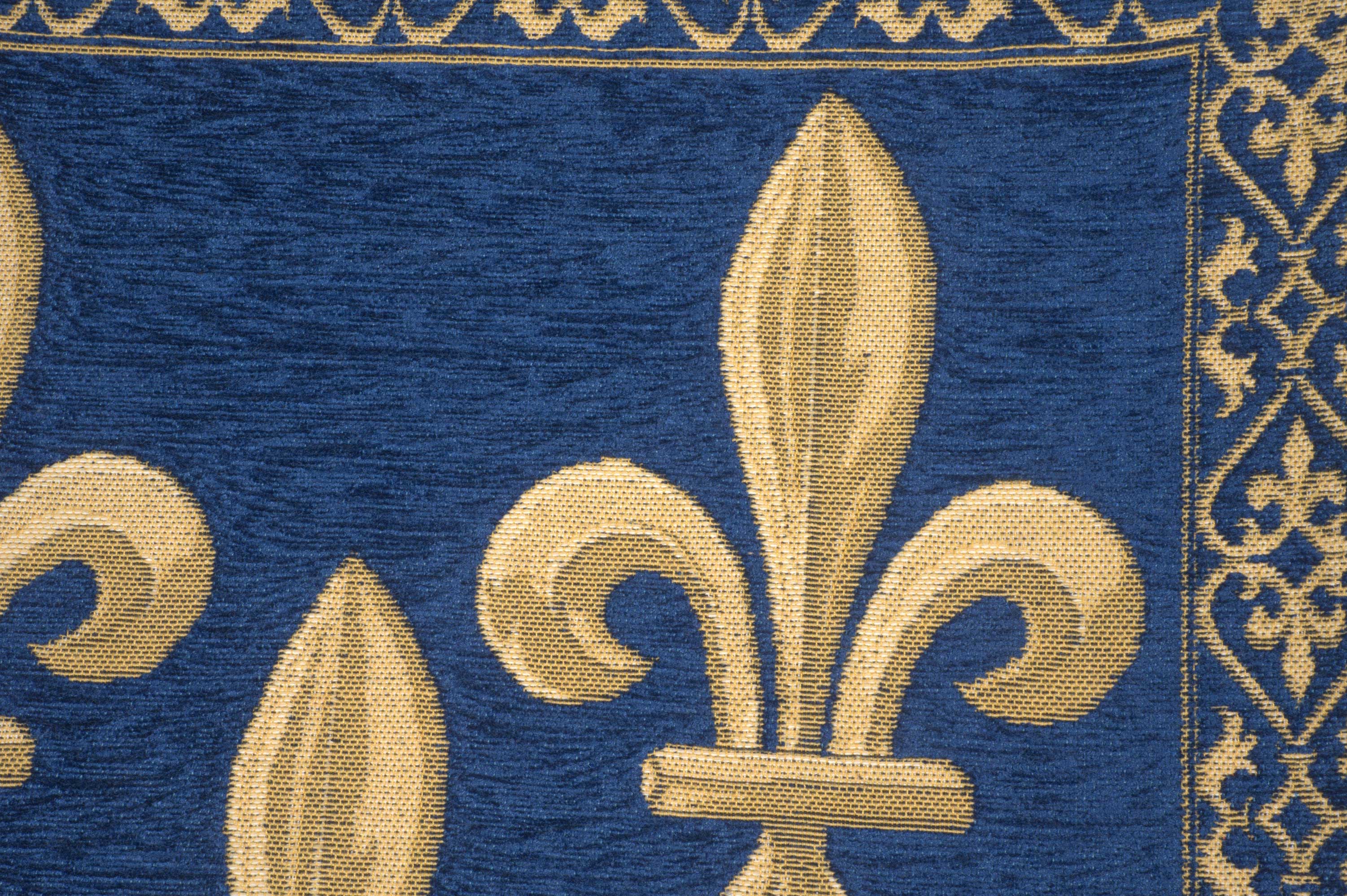 Fleur de Lys Blue II Velvet Background European Cushion Cover | Close Up 4