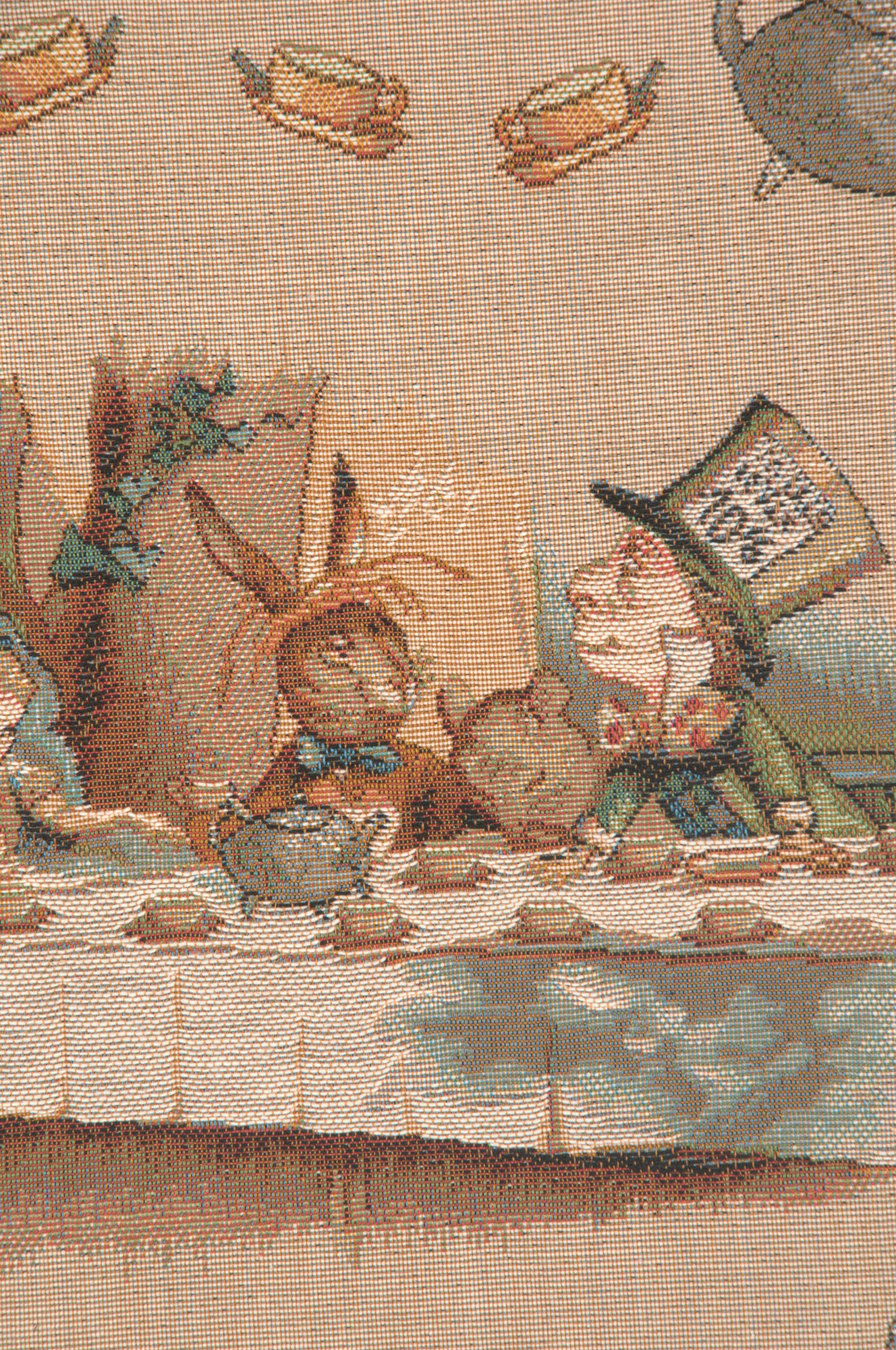 The Tea Party Alice In Wonderland I French Tapestry Cushion | Close Up 2