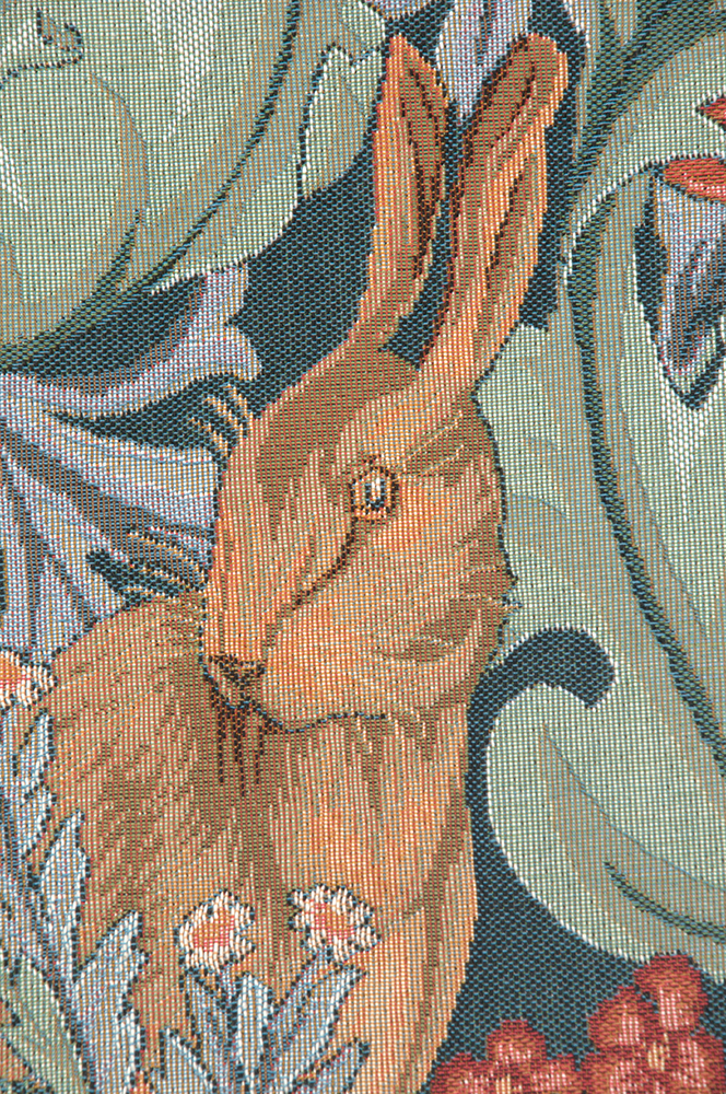 Rabbit As William Morris Right Large French Tapestry Cushion | Close Up 2
