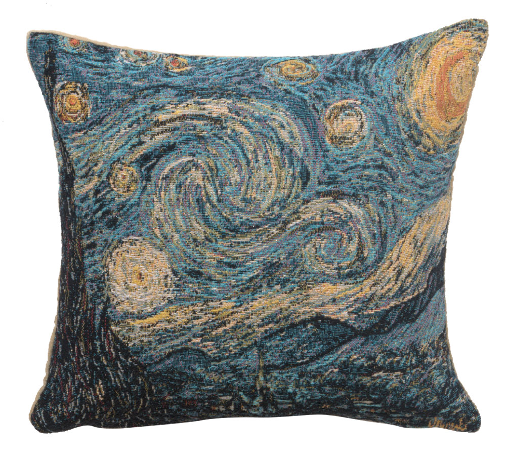 Van Gogh's Starry Night Decorative Cushion Cover Throw Pillow Case 14x14 Cotton