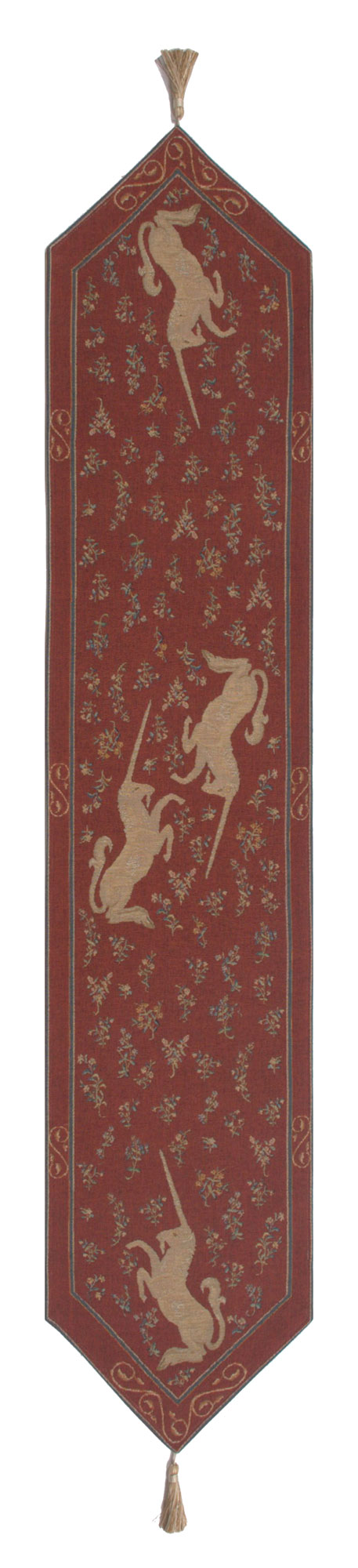 Licorne II Large French Unicorn Tapestry Jacquard Table Runner