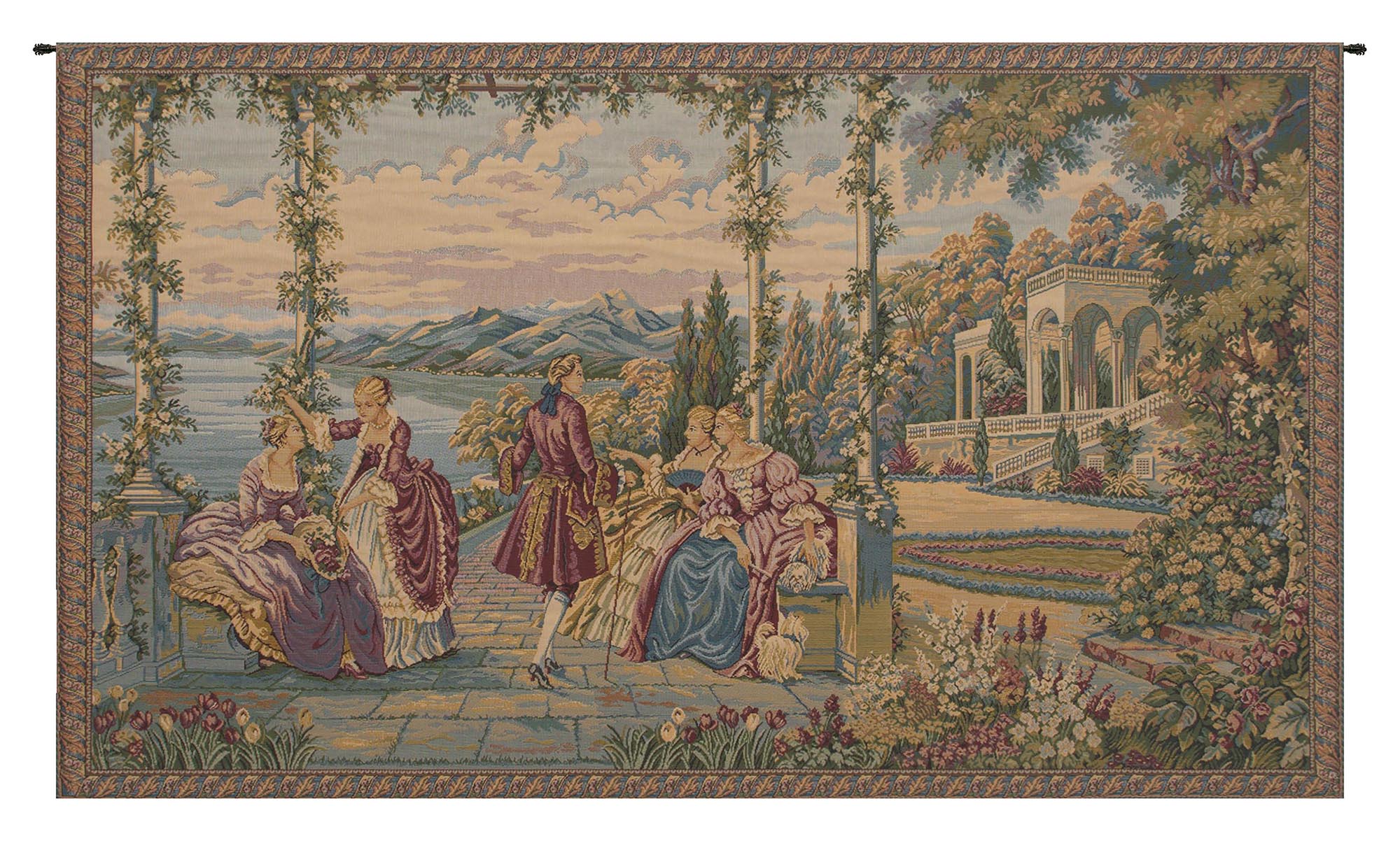 Dame e Lago Italian Tapestry Wall Art Hanging For Home Decor (New) 26x43 inch