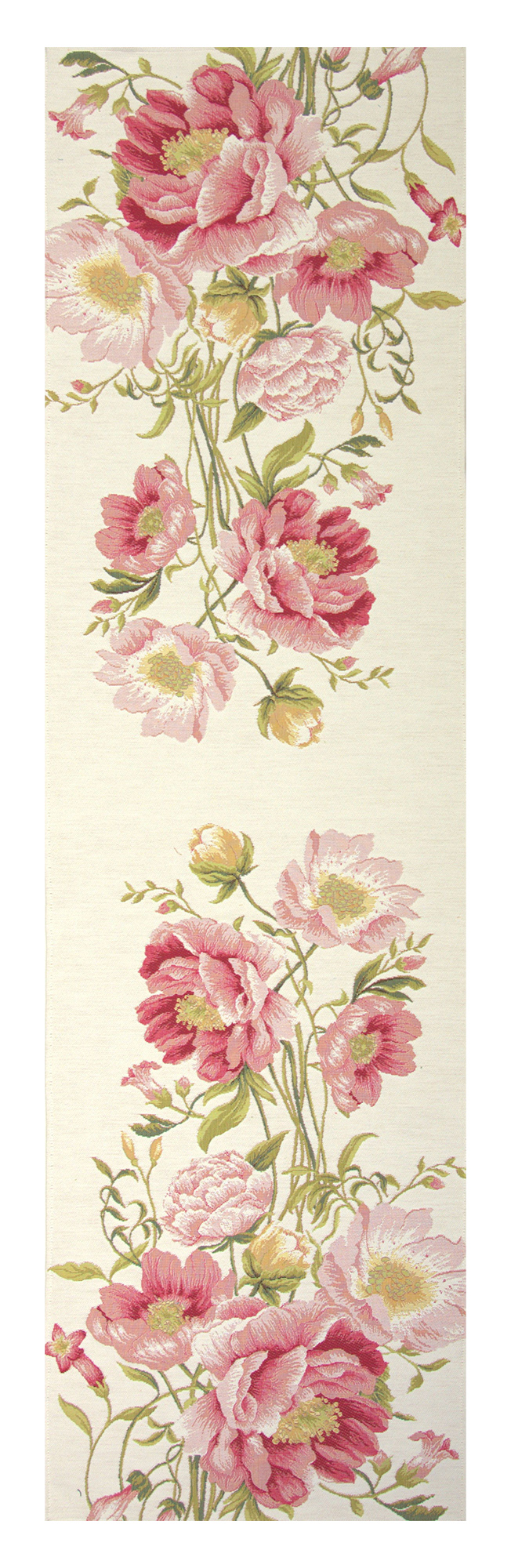 Peonies White French Tapestry Table Runner NEW