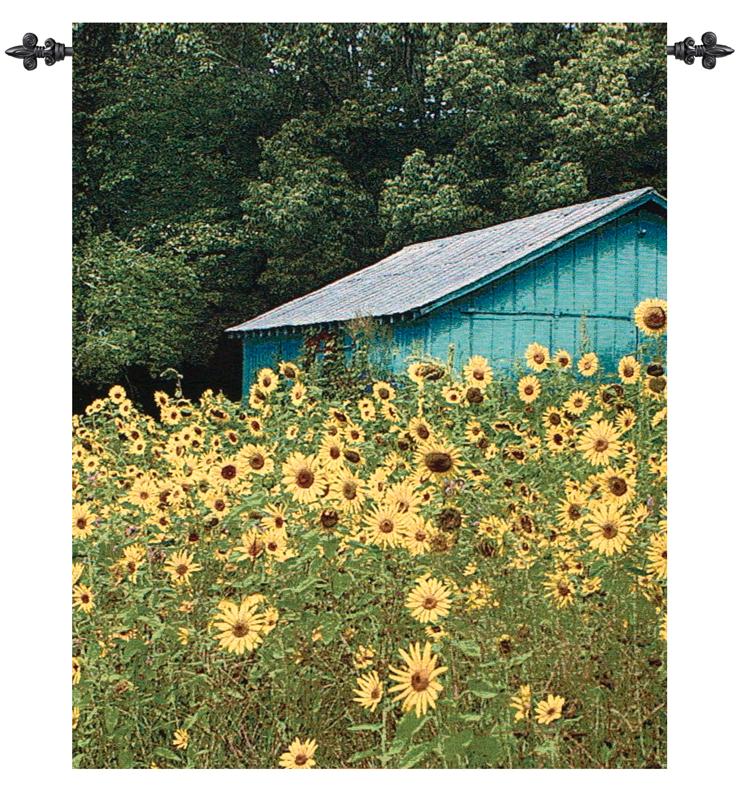 At the Sunflower Farm Countryside Woven Colorful Tapestry Wall Hanging