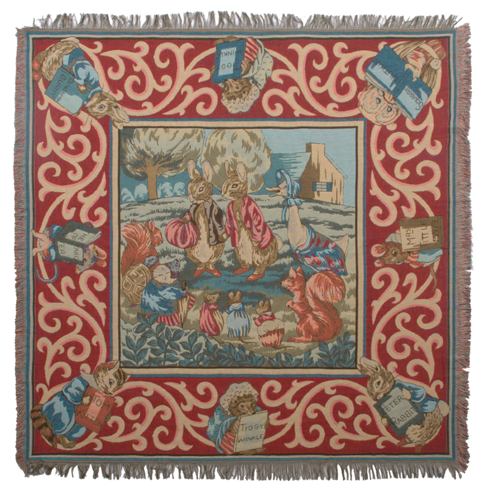 Beatrix Potter Belgian Decor Animals Art Square Woven Tapestry Throw Blanket