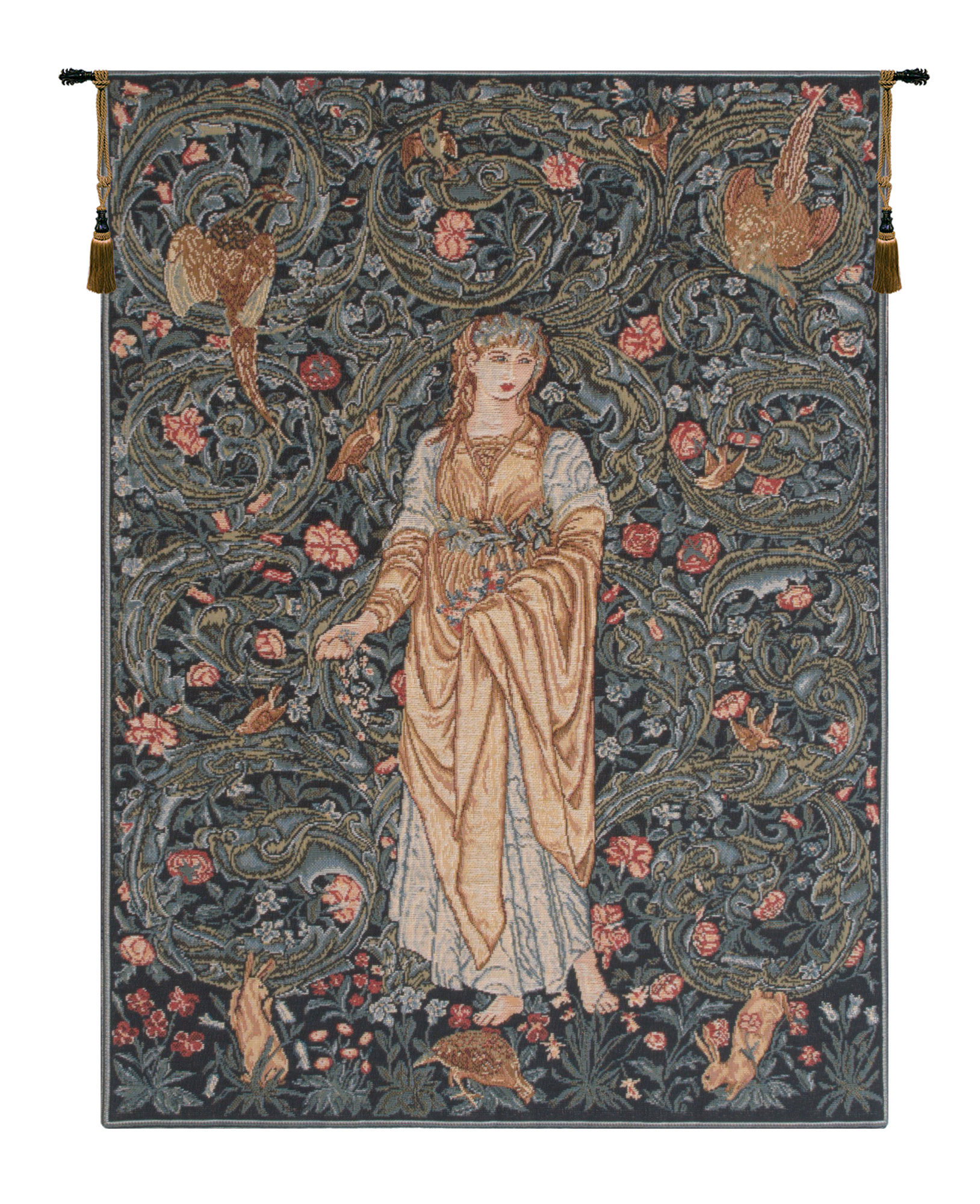 Flora without border William Morris Belgian Tapestry Wall Art Hanging 25x19 inch