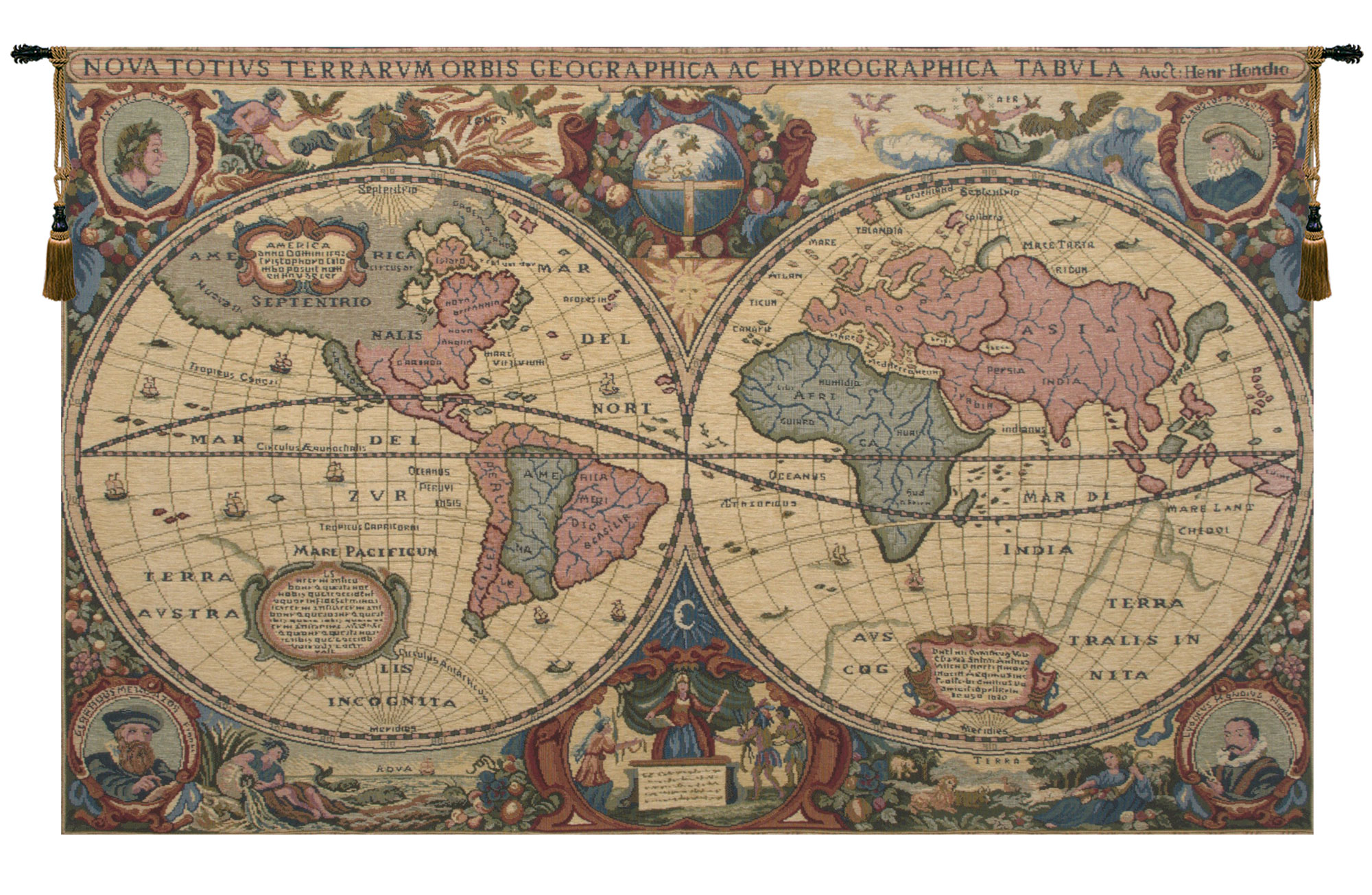 Chenille Globe European Tapestry - Wall Art Hanging - Home Décor -  35x54 Inch