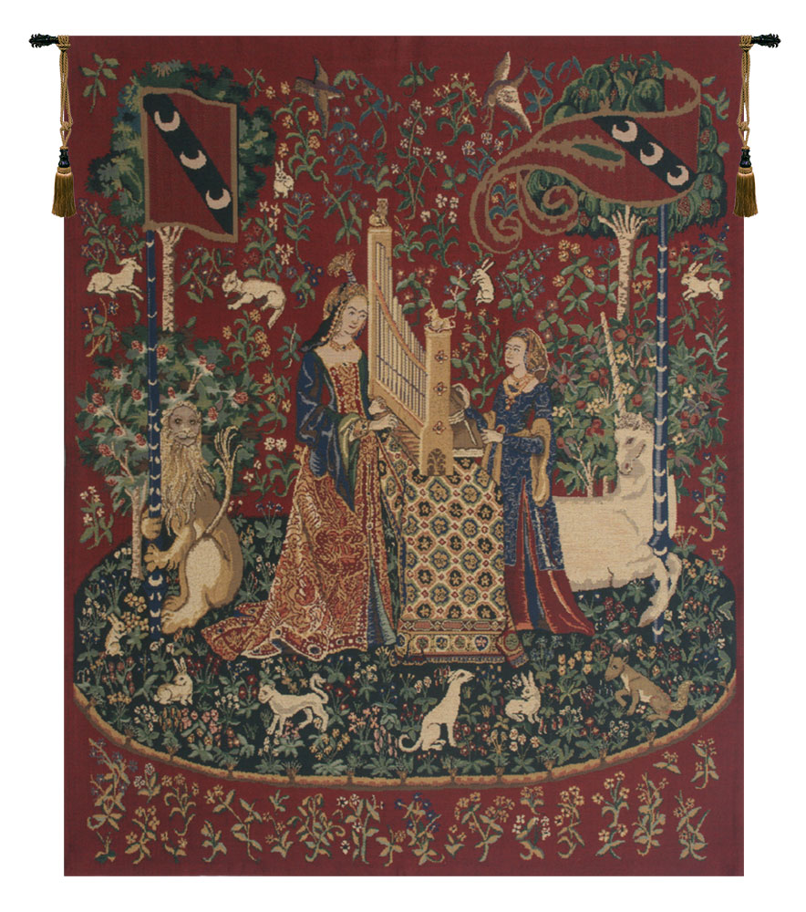 Donna E Il Organo Belga Tessuto Medievale Unicorno Arazzo Da Parete Nuovo