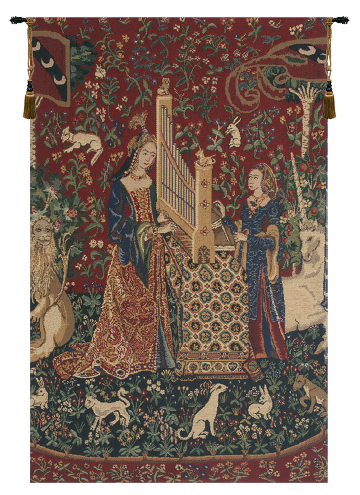 Lady and the Organ III Belgian Tapestry