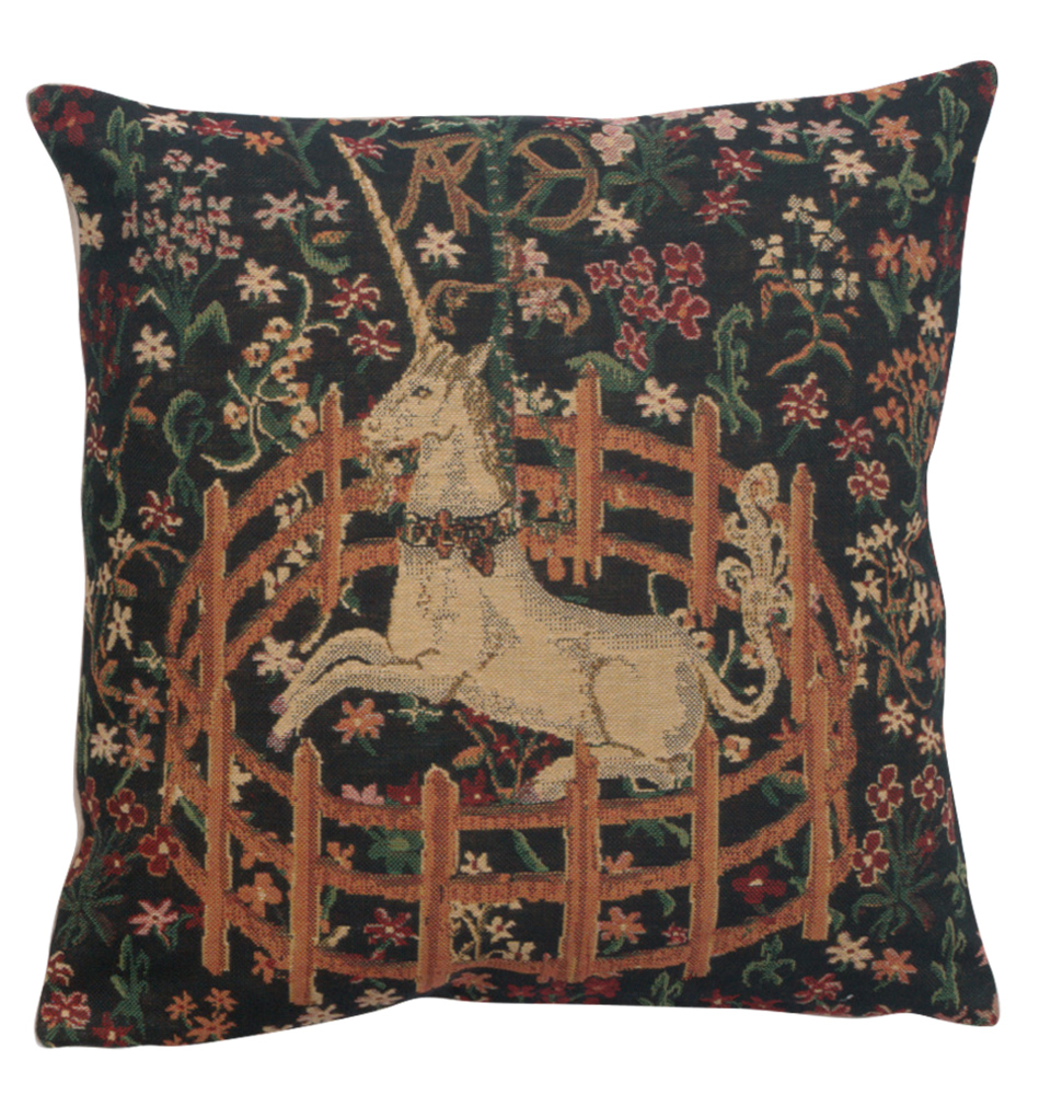 Decorative Medieval Unicorn Boho Tapestry Cushion Cover 16x16 in 100% Cotton