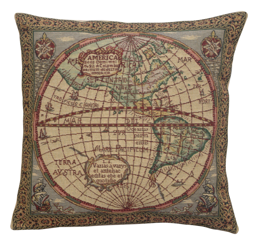 Map of the West Belgian Tapestry Decorative  Cushion Cover