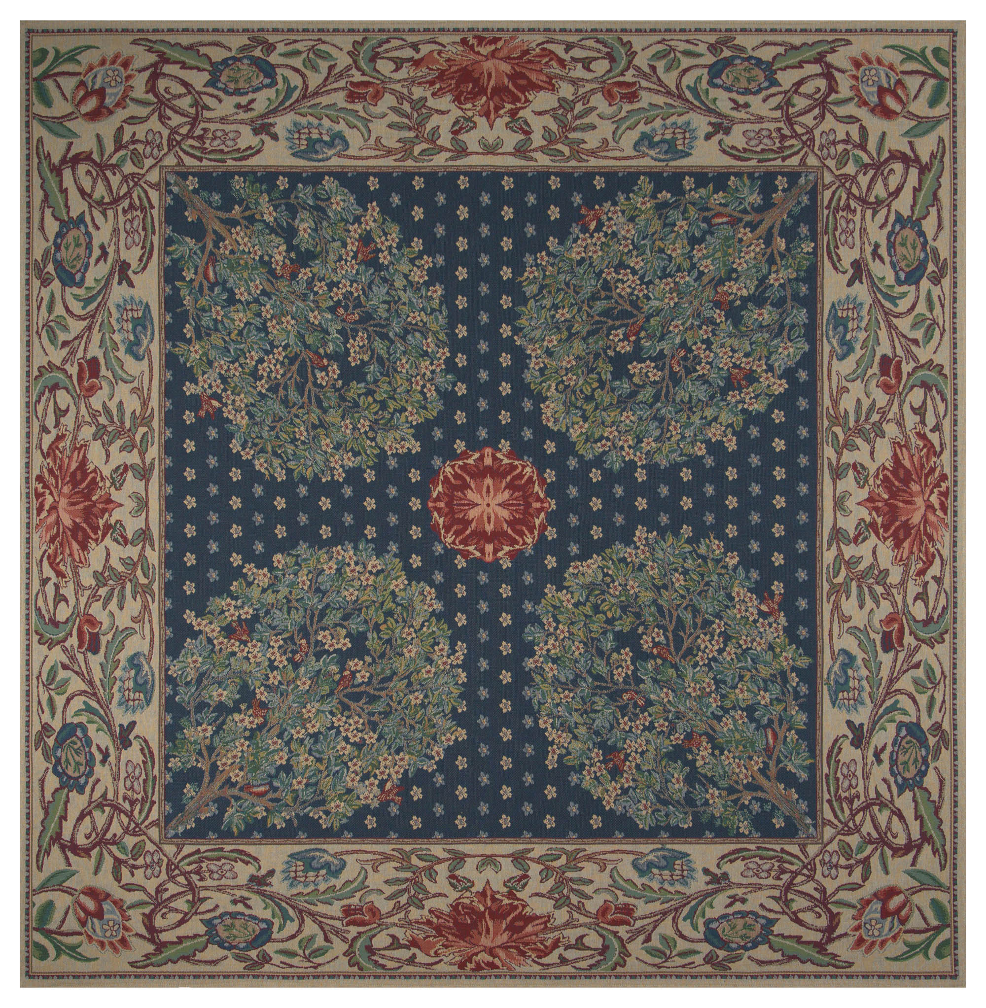 Tree of Life - Blue Belgian Tapestry Decorative Throw