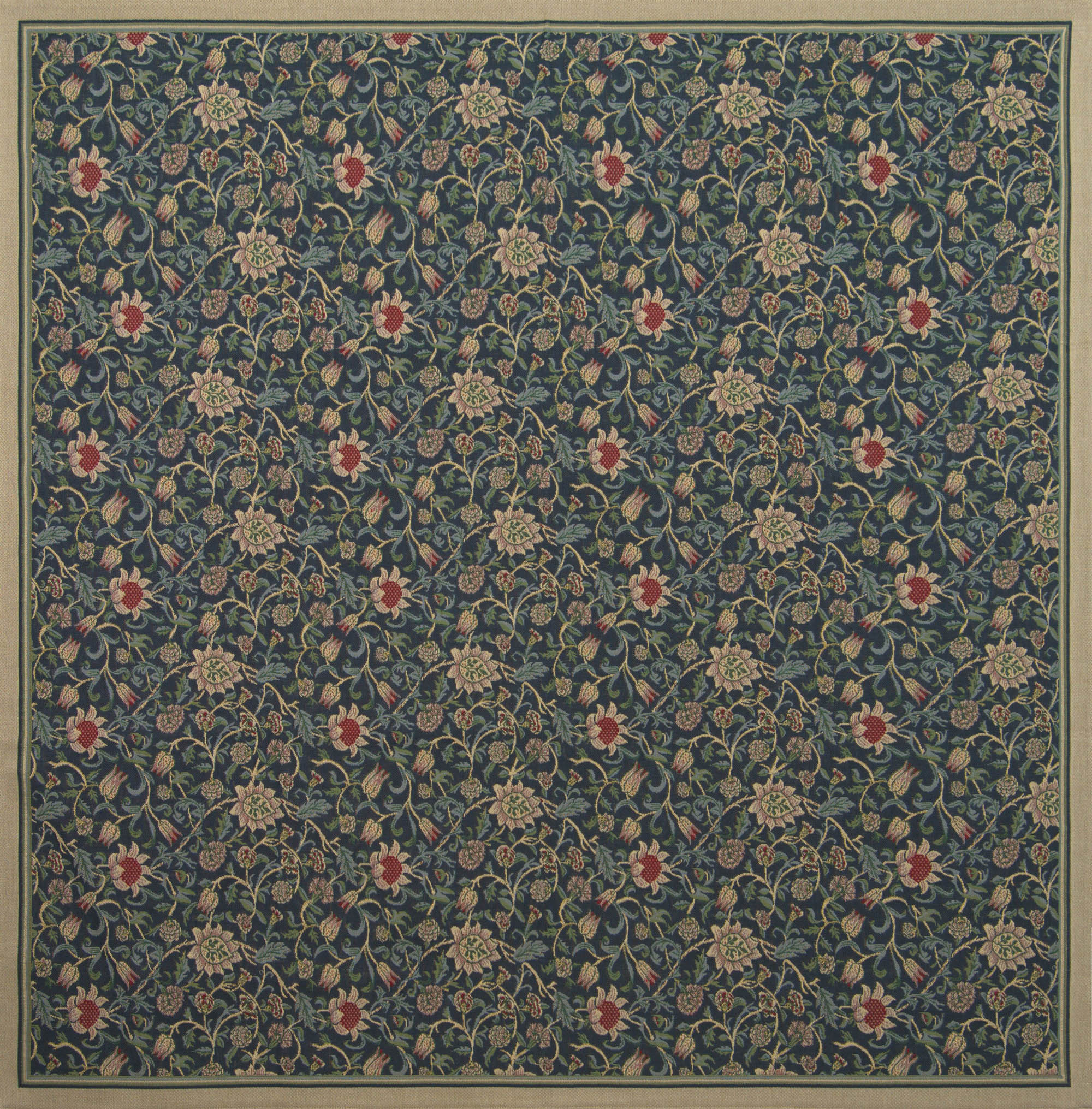 Fleurs De Morris Belgian Throw 59 in. x 59 in. Cotton Viscose