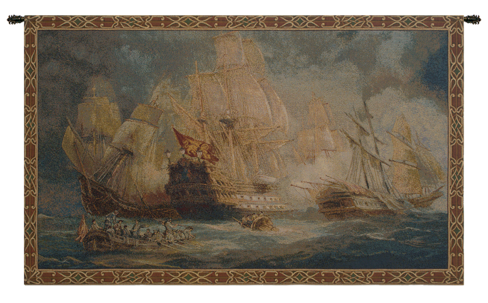 Conquer the Seas Naval Battle Tall Ship Italian Tapestry Wall Art Home Decor