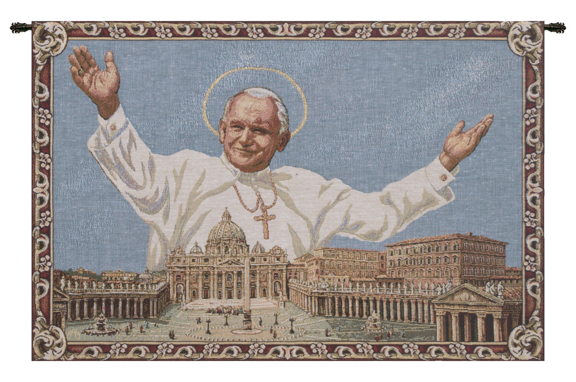 Pope John Paul Rome Italian Tapestry Wall Art Hanging Decor (New) 18x26 inch