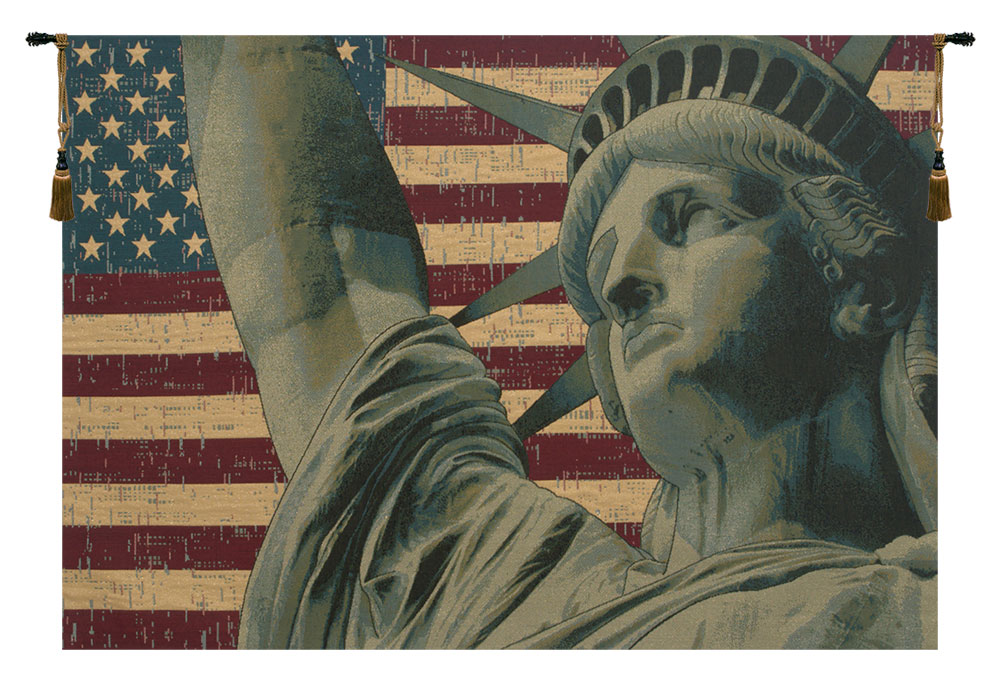 Statue of Liberty United States Flag Italian Tapestry WallArt Hanging 24x38 inch