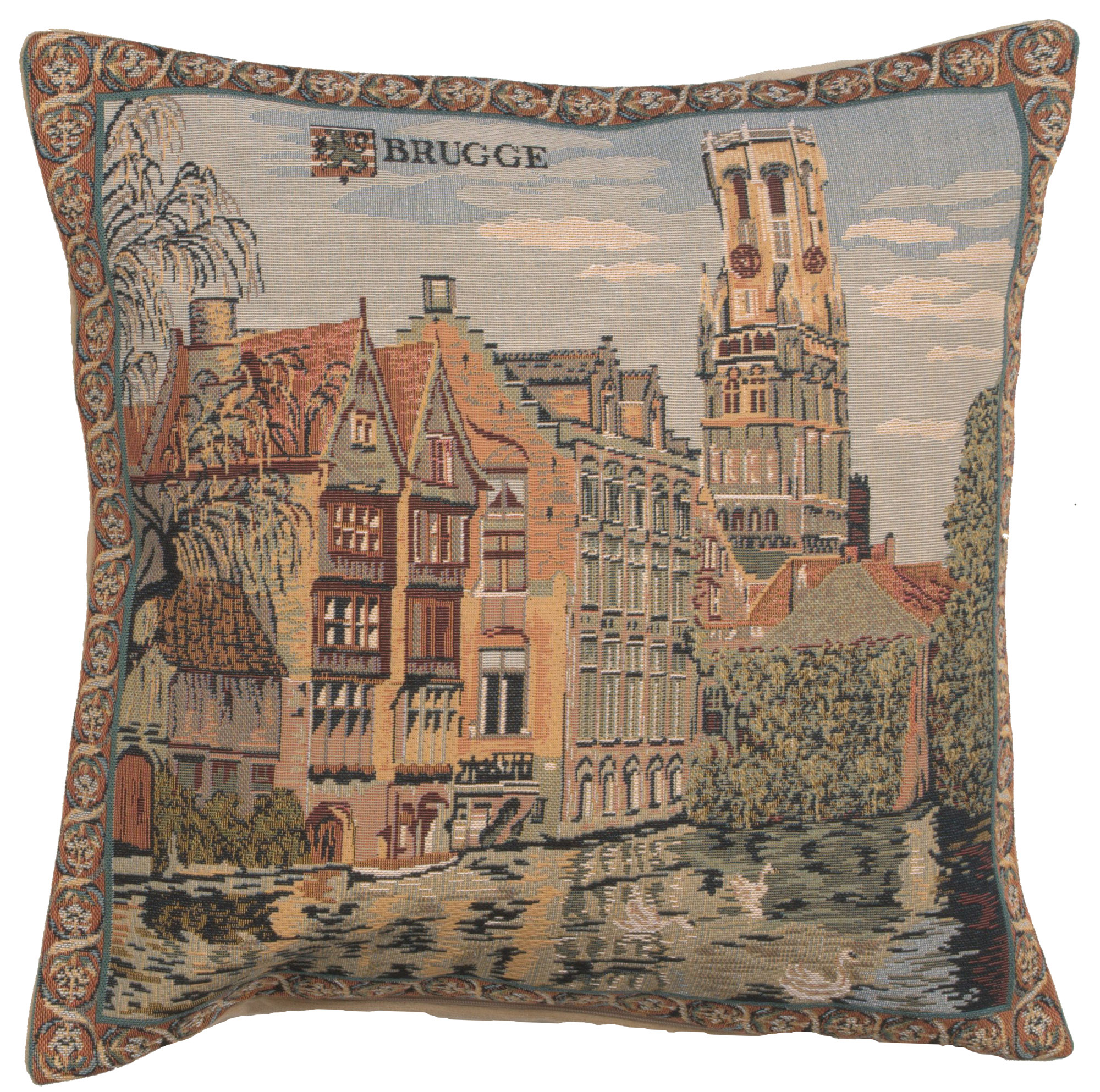 The Canals of Bruges Decorative Cushion Cover Throw Pillow Case 18x18 in Cotton