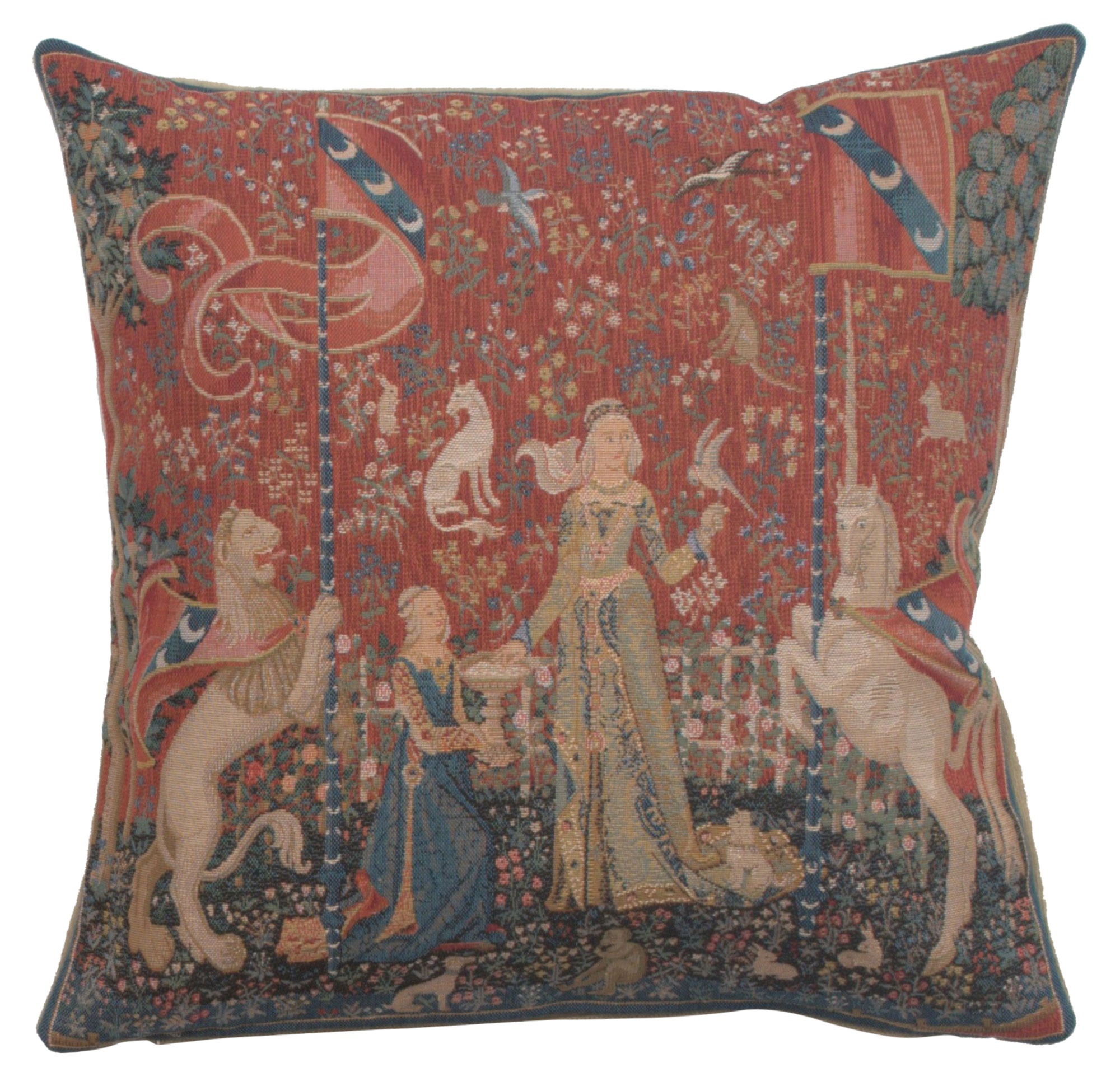 The Taste Lady and the Unicorn French Jacquard Tapestry Cushion Cover 14x14 inch