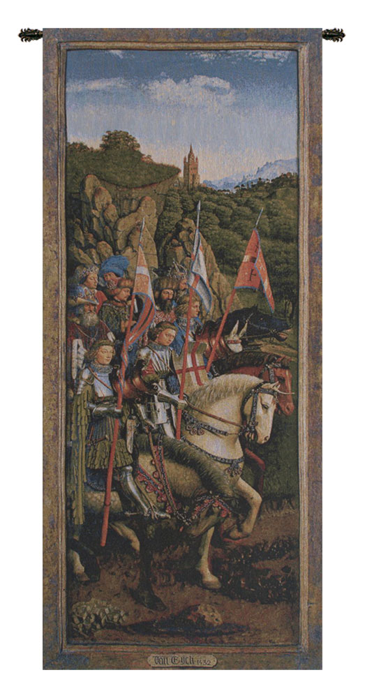 Knights Of Christ Horse and Knight Belgian Tapestry Wall Art Hanging 57x24 inch