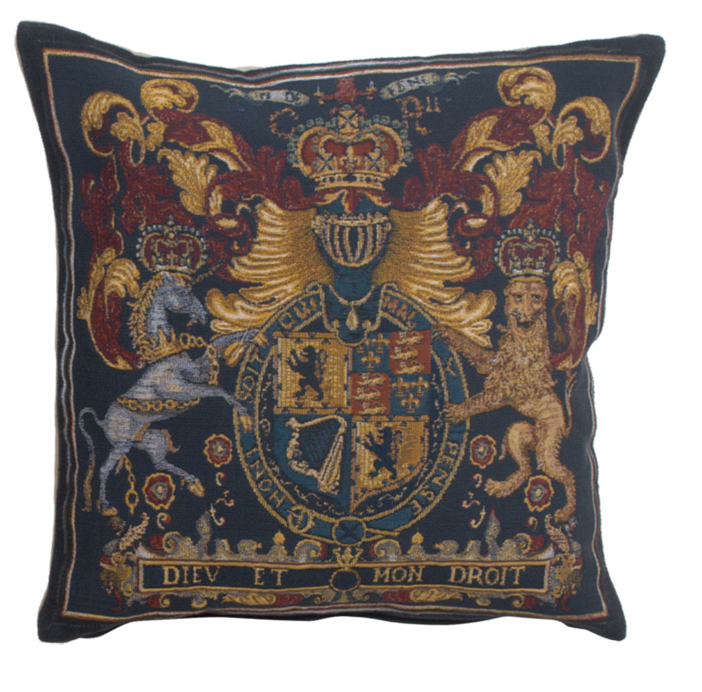 Belgian Tapestry Cushion with Stuart Crest Design New