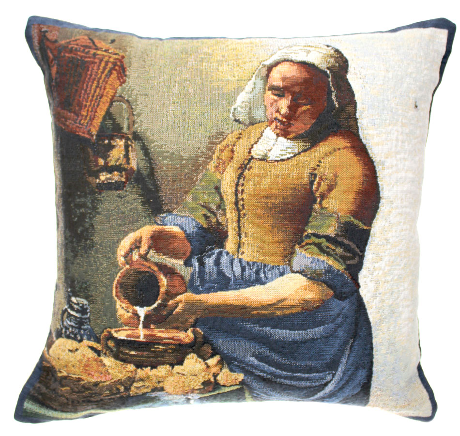 Servant Girl I Belgian Tapestry Pillow Cover Accent Cushion Jacquard Woven Art