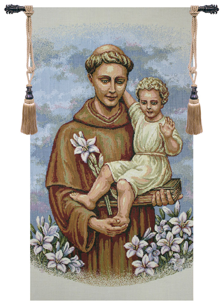 Saint Anthony Jacquard Woven Tapestry Textile Wall Hanging Art Home Decor