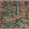Two Hares In A Forest Small French Tapestry Cushion | Close Up 1