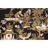 The Chinese on a Wheelbarrow Kiosk Black French Tapestry Cushion | Close Up 2