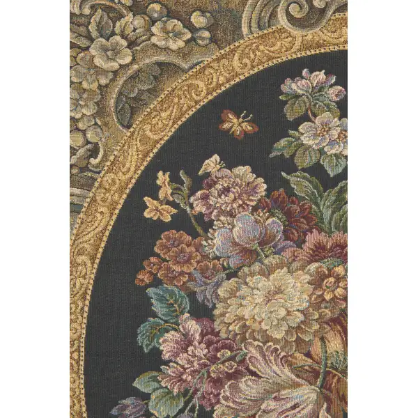 Floral Composition in Vase Dark Green Italian Tapestry at