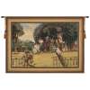 Peacock Manor with Frame Border Belgian Tapestry Wall Hanging