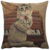 Cat With Piano - Cat Lover Gift - Belgian Tapestry Cushion Cover 18x18 inch