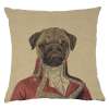 Poncelet Dog Throw Pillow Cover - Commodore Pug - Belgian Tapestry 18x18 in NEW