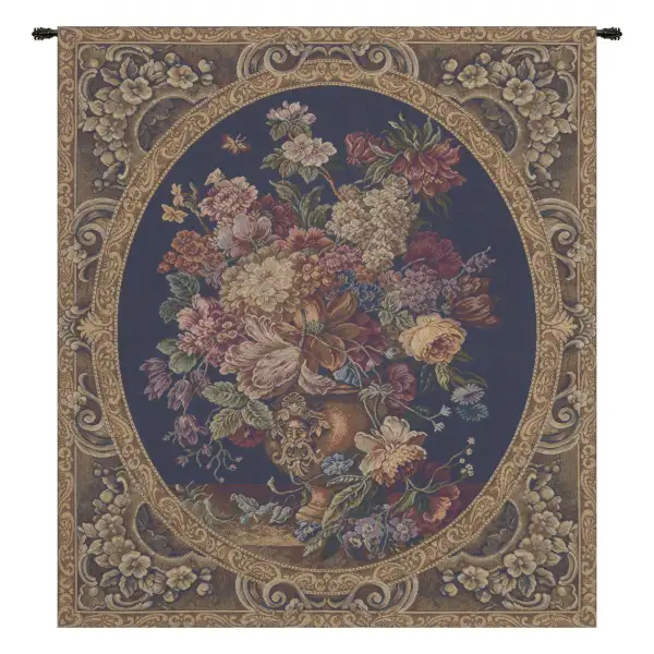 Floral Composition In Vase Dark Blue Italian Tapestry - 11 in. x 14 in.  Cotton/Viscose/Polyester by Charlotte Home Furnishings