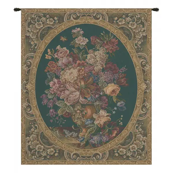 Floral Composition In Vase Green Italian Tapestry - 11 in. x 14 in.  Cotton/Viscose/Polyester by Charlotte Home Furnishings