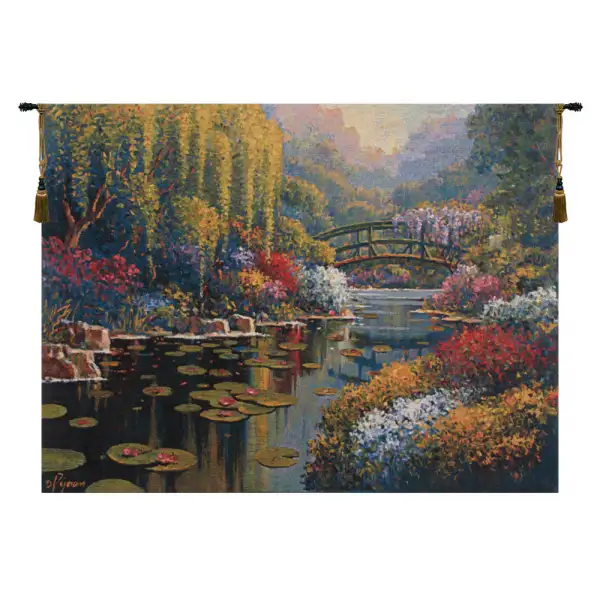 Giverny Pond Belgian Tapestry Wall Hanging - 36 in. x 27 in.  Cotton/Wool/Polyester by Robert Pejman